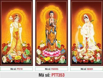 Hình Tây Phương Tam Thánh PTT353, Ba Ngài đứng trên tòa sen hồng Hình Tây Phương Tam Thánh PTT353, Ba Ngài đứng trên tòa sen hồng