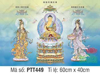 Hình Tây Phương Tam Thánh PTT449, vẻ đẹp trang nghiêm cõi cực lạc Hình Tây Phương Tam Thánh PTT449, vẻ đẹp trang nghiêm cõi cực lạc