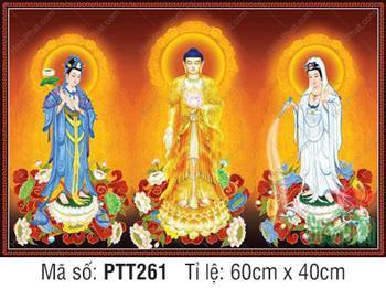 Hình Tây Phương Tam Thánh đẹp nhất PTT261, hào quang rực rỡ