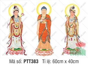Hình Tây Phương Tam Thánh kích thước lớn PTT383, họa tiết sắc nét