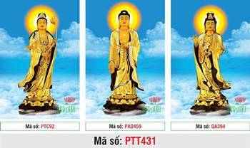 Hình Tây Phương Tam Thánh kích thước lớn PTT431, tượng vàng mây xanh Hình Tây Phương Tam Thánh kích thước lớn PTT431, tượng vàng mây xanh