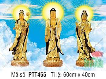 Hình Tây Phương Tam Thánh kích thước lớn PTT455, hào quang tỏa sáng Hình Tây Phương Tam Thánh kích thước lớn PTT455, hào quang tỏa sáng