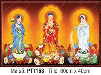 Hình Tây Phương Tam Thánh size Lớn PTT168, Ba Ngài Ngự Đài Sen Hình Tây Phương Tam Thánh size Lớn PTT168, Ba Ngài Ngự Đài Sen