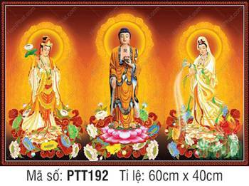 Hình Tây Phương Tam Thánh size Lớn PTT192, Ba vị đứng đài sen Hình Tây Phương Tam Thánh size Lớn PTT192, Ba vị đứng đài sen