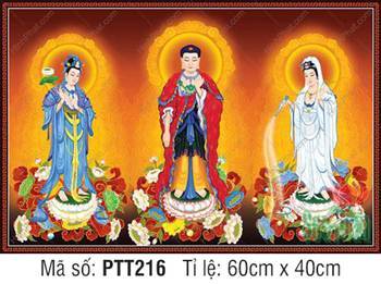 Hình Tây Phương Tam Thánh size Lớn PTT216, ba vị ngự đài sen Hình Tây Phương Tam Thánh size Lớn PTT216, ba vị ngự đài sen