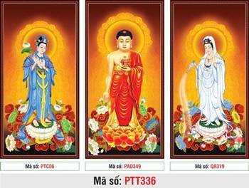 Hình Tây Phương Tam Thánh size Lớn PTT336, ba vị ngự tòa sen Hình Tây Phương Tam Thánh size Lớn PTT336, ba vị ngự tòa sen