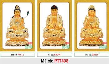 Hình Tây Phương Tam Thánh size Lớn PTT408, bộ 3 tượng vàng ngự sen Hình Tây Phương Tam Thánh size Lớn PTT408, bộ 3 tượng vàng ngự sen
