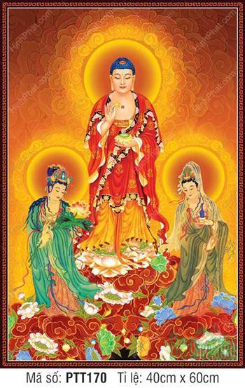 Tây Phương Tam Thánh Đẹp PTT170, ba tôn tượng đứng trên đài sen Tây Phương Tam Thánh Đẹp PTT170, ba tôn tượng đứng trên đài sen