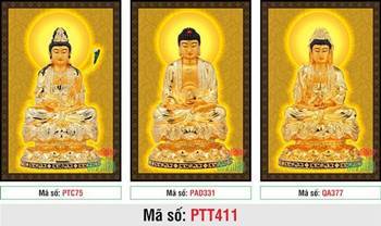Tây Phương Tam Thánh Khổ Lớn PTT411, bộ ba tôn tượng vàng uy nghi Tây Phương Tam Thánh Khổ Lớn PTT411, bộ ba tôn tượng vàng uy nghi