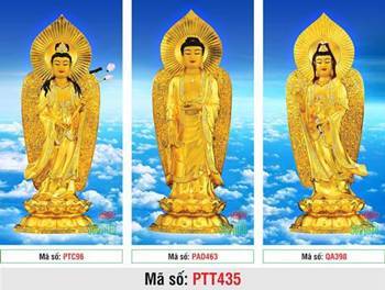 Tây Phương Tam Thánh Khổ Lớn PTT435, tượng vàng giữa trời xanh Tây Phương Tam Thánh Khổ Lớn PTT435, tượng vàng giữa trời xanh