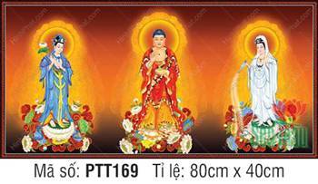 Tây Phương Tam Thánh PTT169, ba vị đứng trên tòa sen báu Tây Phương Tam Thánh PTT169, ba vị đứng trên tòa sen báu