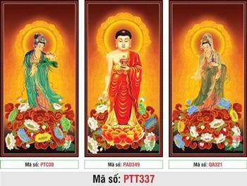 Tây Phương Tam Thánh PTT337, diện tướng từ bi trên tòa sen Tây Phương Tam Thánh PTT337, diện tướng từ bi trên tòa sen