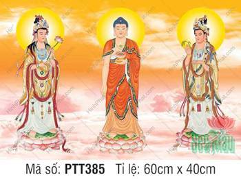 Tây Phương Tam Thánh PTT385, ánh hào quang cam vàng rạng rỡ