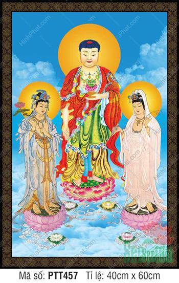 Tây Phương Tam Thánh PTT457, tôn tượng đứng đài sen hồng Tây Phương Tam Thánh PTT457, tôn tượng đứng đài sen hồng