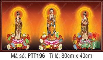Tây Phương Tam Thánh kích thước lớn PTT196, ngự tòa sen vàng rực rỡ Tây Phương Tam Thánh kích thước lớn PTT196, ngự tòa sen vàng rực rỡ
