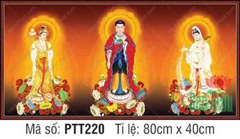 Tây Phương Tam Thánh kích thước lớn PTT220, hào quang vàng rực rỡ Tây Phương Tam Thánh kích thước lớn PTT220, hào quang vàng rực rỡ