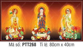 Tây Phương Tam Thánh kích thước lớn PTT268, tôn tượng đứng đài sen