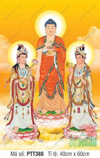 Tây Phương Tam Thánh kích thước lớn PTT388, ánh hào quang rạng rỡ