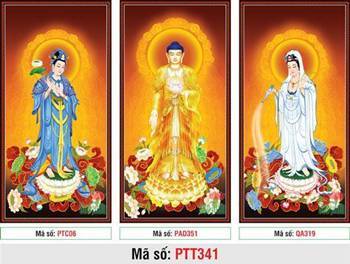 Tây Phương Tam Thánh size lớn PTT341, Ba Ngài đứng đài sen trắng Tây Phương Tam Thánh size lớn PTT341, Ba Ngài đứng đài sen trắng