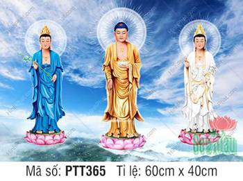 Tây Phương Tam Thánh size lớn PTT365, ba màu y phục rực rỡ