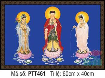 Tây Phương Tam Thánh size lớn PTT461, Ba Ngài uy nghiêm trên mây Tây Phương Tam Thánh size lớn PTT461, Ba Ngài uy nghiêm trên mây