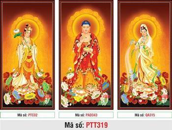 Tranh Tây Phương Tam Thánh A Di Đà Phật PTT319, diện tượng trang nghiêm Tranh Tây Phương Tam Thánh A Di Đà Phật PTT319, diện tượng trang nghiêm