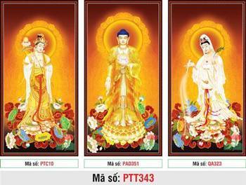 Tranh Tây Phương Tam Thánh A Di Đà Phật PTT343, bộ 3 tấm trang nghiêm Tranh Tây Phương Tam Thánh A Di Đà Phật PTT343, bộ 3 tấm trang nghiêm