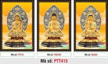 Tranh Tây Phương Tam Thánh A Di Đà Phật PTT415, sắc vàng kim lộng lẫy Tranh Tây Phương Tam Thánh A Di Đà Phật PTT415, sắc vàng kim lộng lẫy