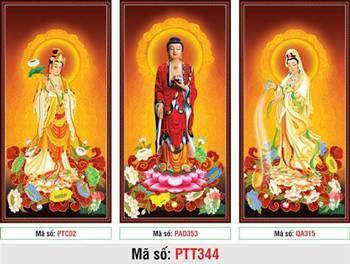 Tranh Tây Phương Tam Thánh Chất Lượng Cao PTT344, Phật mặc y đỏ Tranh Tây Phương Tam Thánh Chất Lượng Cao PTT344, Phật mặc y đỏ