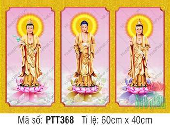 Tranh Tây Phương Tam Thánh Chất Lượng Cao PTT368, sắc vàng rực rỡ