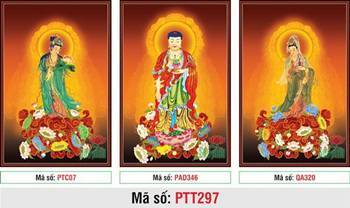 Tranh Tây Phương Tam Thánh Đẹp PTT297, hào quang vàng rạng ngời Tranh Tây Phương Tam Thánh Đẹp PTT297, hào quang vàng rạng ngời