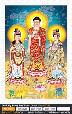 Tranh Tây Phương Tam Thánh Đẹp PTT489
