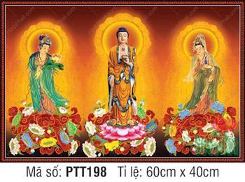 Tranh Tây Phương Tam Thánh PTT198, Ba vị đứng trên tòa sen Tranh Tây Phương Tam Thánh PTT198, Ba vị đứng trên tòa sen