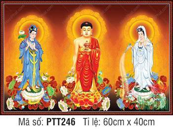 Tranh Tây Phương Tam Thánh PTT246, vẻ đẹp tâm linh rực rỡ