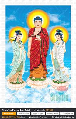 Tranh Tây Phương Tam Thánh Tiếp Dẫn PTT504