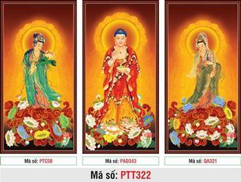 Tranh Tây Phương Tam Thánh đẹp nhất PTT322, sắc diện từ bi thoát tục Tranh Tây Phương Tam Thánh đẹp nhất PTT322, sắc diện từ bi thoát tục