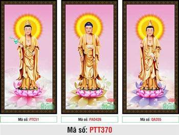Tranh Tây Phương Tam Thánh đẹp nhất PTT370, bộ ba khung y vàng