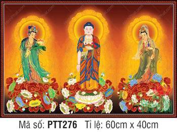Tranh Tây Phương Tam Thánh kích thước lớn PTT276, hào quang rực rỡ