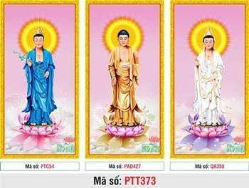 Tranh Tây Phương Tam Thánh size Lớn PTT373, bộ ba khung rời đẹp