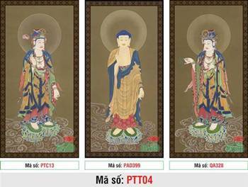 Hình Tây Phương Tam Thánh PTT04, tôn ảnh ba vị đứng trên tòa sen