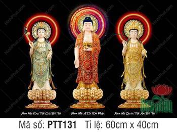Hình Tây Phương Tam Thánh PTT131, diện tượng từ bi trên nền đen