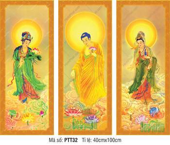 Hình Tây Phương Tam Thánh PTT32, ánh hào quang vàng kim rực rỡ