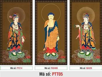 Hình Tây Phương Tam Thánh đẹp PTT05, tôn tượng đứng liên đài