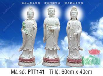 Hình Tây Phương Tam Thánh đẹp PTT141, tôn tượng trắng giữa trời xanh