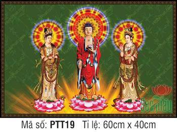 Hình Tây Phương Tam Thánh Khổ Lớn PTT19, hào quang tỏa sáng rực rỡ