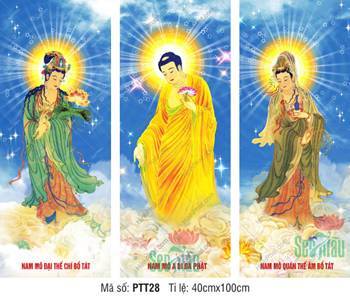 Hình Tây Phương Tam Thánh Khổ Lớn PTT28, hào quang tỏa rạng