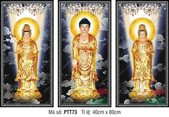 Hình Tây Phương Tam Thánh Khổ Lớn PTT73, thiết kế bộ ba bức rời Hình Tây Phương Tam Thánh Khổ Lớn PTT73, thiết kế bộ ba bức rời