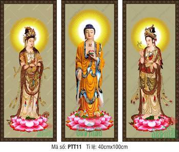 Hình Tây Phương Tam Thánh kích thước lớn PTT11, đứng trên tòa sen