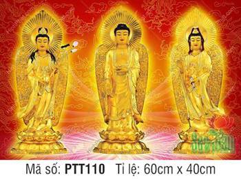 Hình Tây Phương Tam Thánh kích thước lớn PTT110, tôn tượng vàng rực rỡ Hình Tây Phương Tam Thánh kích thước lớn PTT110, tôn tượng vàng rực rỡ