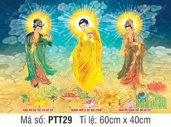 Hình Tây Phương Tam Thánh kích thước lớn PTT29, hào quang tỏa rạng